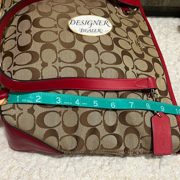 Coach Signature Canvas Tote Bag - Red and Brown - Picture 9 of 12